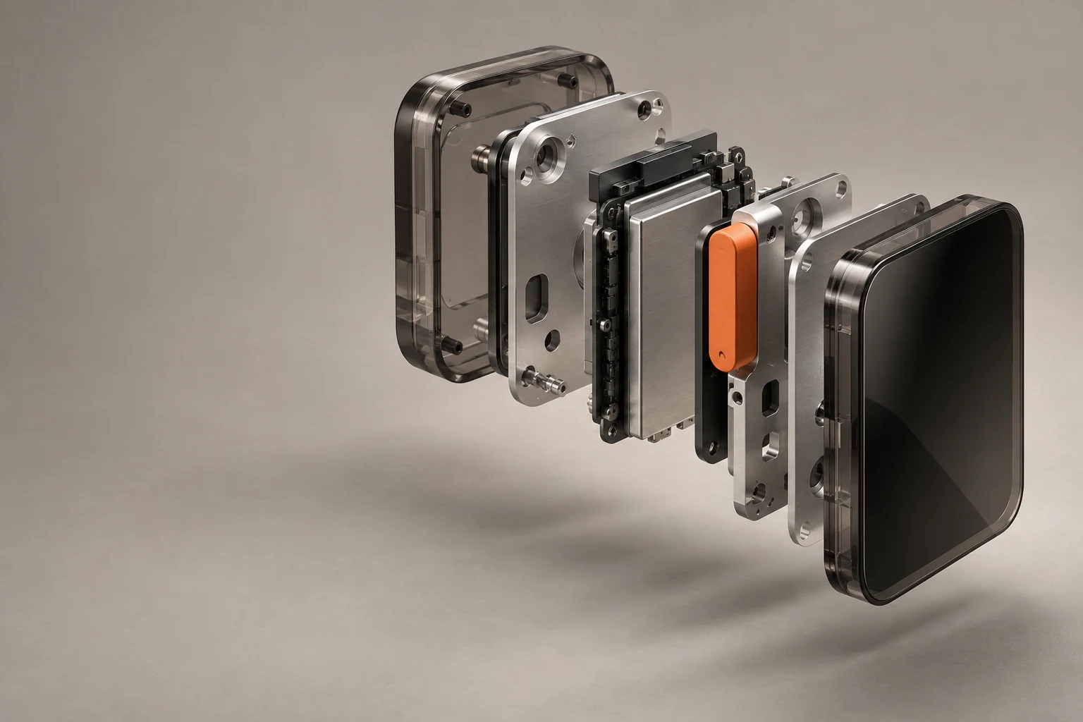 Exploded layers of a precisely engineered prototype